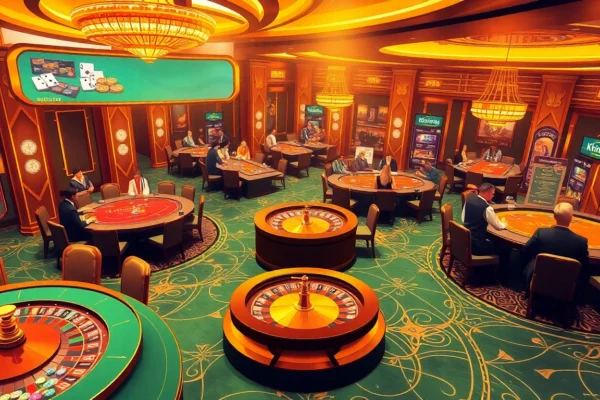 Players engaging in thrilling poker games at khin789's upscale casino, highlighting excitement and strategy.